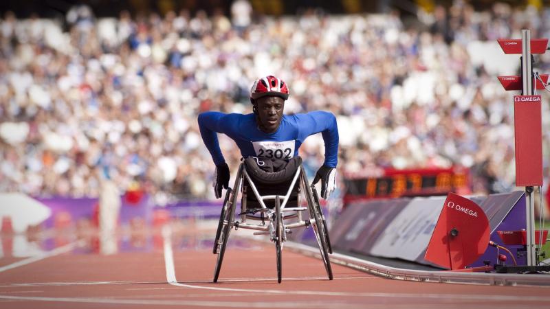 Demba Jarju of Gambia competes in the Men's 800m -T34 race at the London 2012 Paralympic Games Demba Jarju of Gambia competes in the Men's 800m -T34 race at the London 2012 Paralympic Games