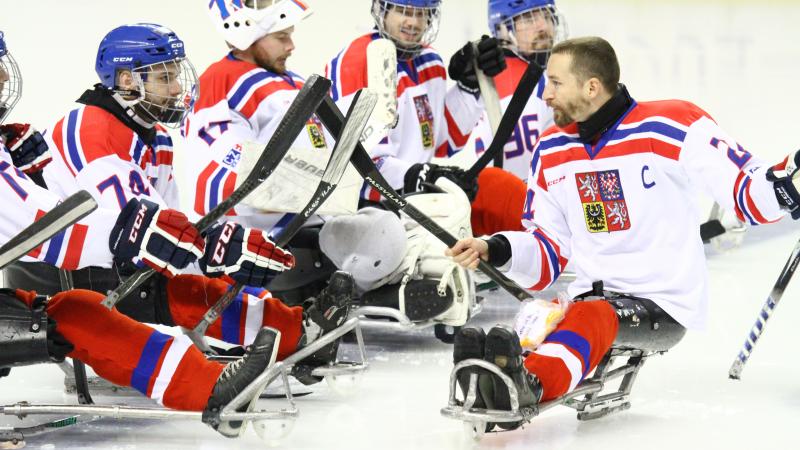 Czech Republic - World Championships B-Pool - Tomakomai 2016 Sledge hockey players on the ice