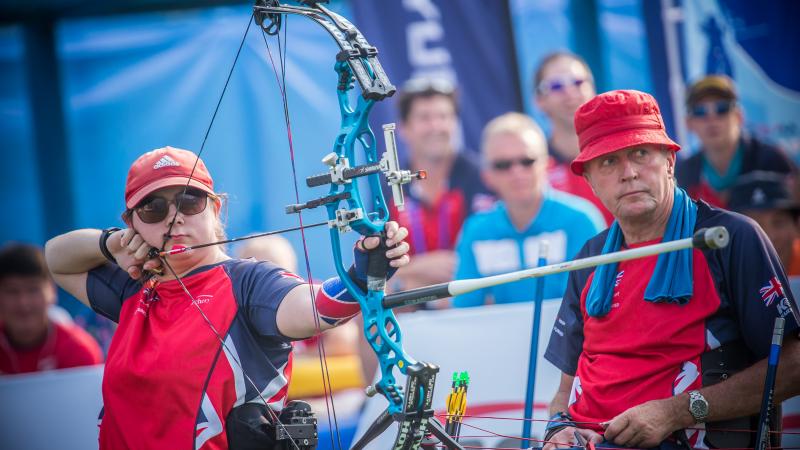 Jessica Stretton - Great Britain female Para archer Jessica Stretton prepares to shoot an arrow