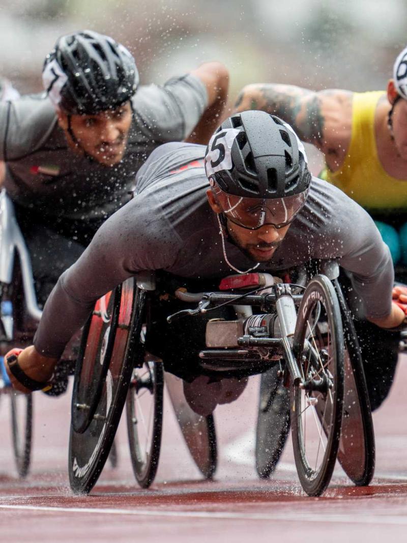 Wheelchair racers in action